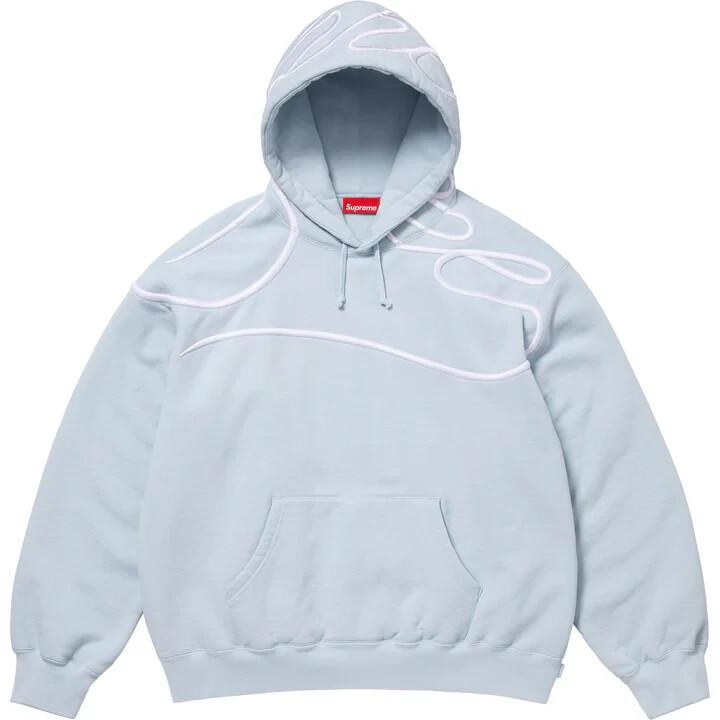 Supreme Толстовка с капюшоном и надписью на плече Светло-голубая