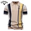 2025 Лето Вышивка Новая мужская трикотажная рубашка-поло с лацканами и короткими рукавами в полоску в стиле пэчворк с короткими рукавами большого размера для мужчин