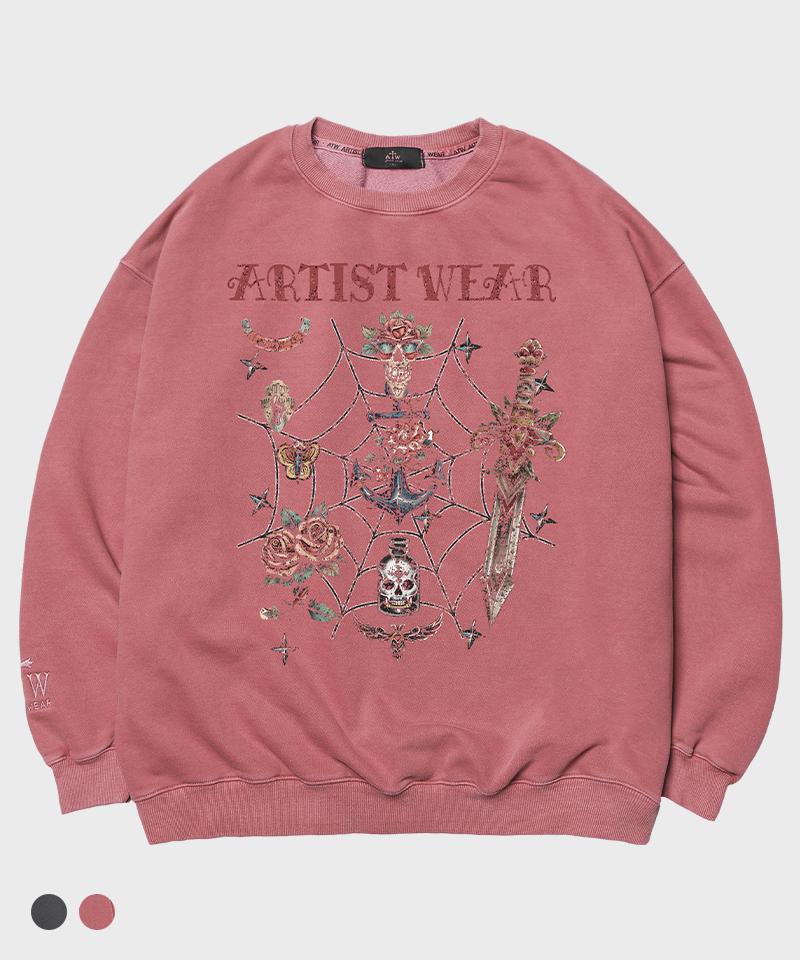ARTISTWEAR [Atw] Винтажная школьная толстовка с пигментной печатью