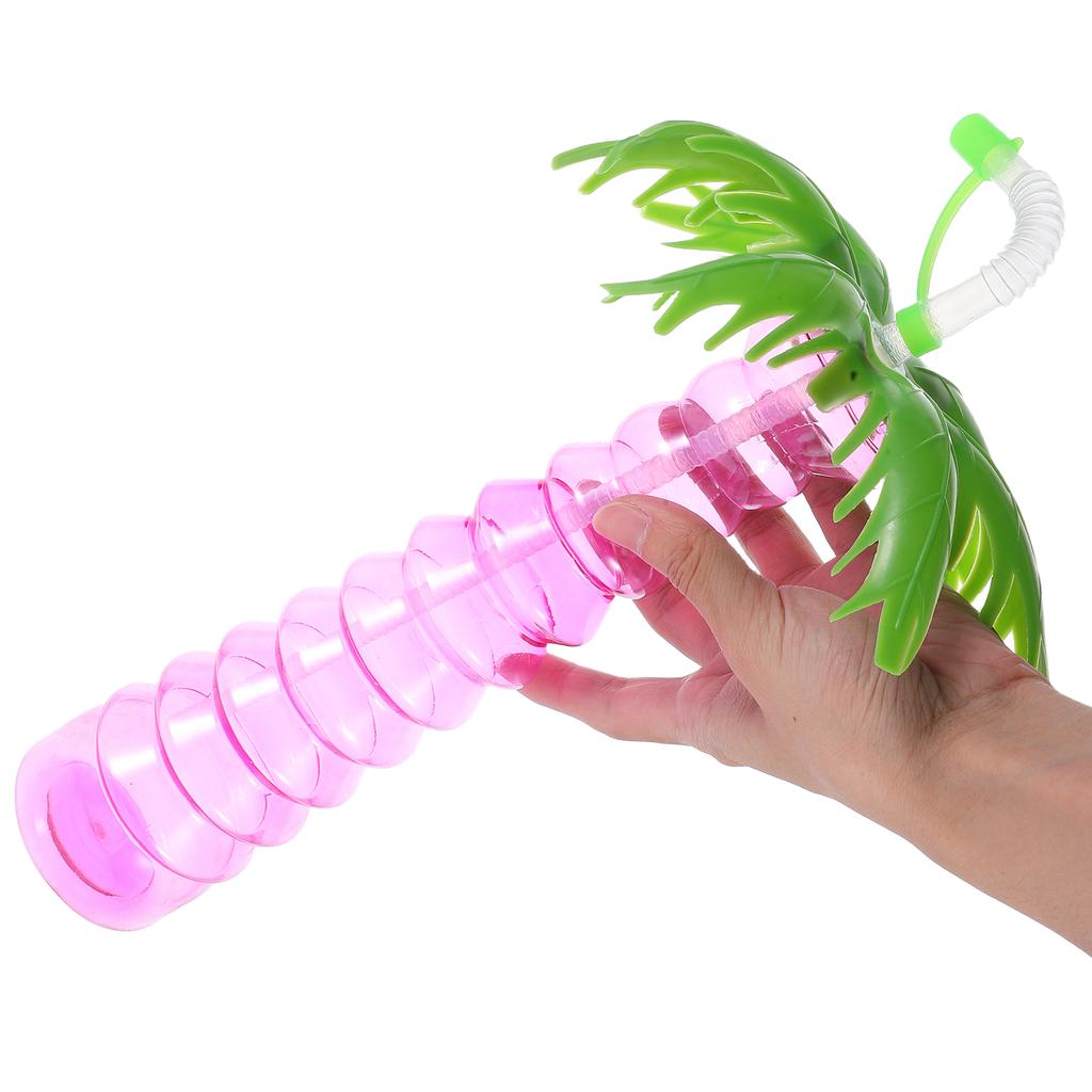 5 Pcs Coconut Drink Cup Birthday Party Cups Water Straw Tree Tropical Bottle Palm Table