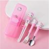 Shipping Johanne Hello Kitty 3D Three-dimensional Character Infant, Child, Corrective Chopsticks for Fork Practice, Spoon/fork 2-piece Set, Pink