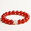 Women's Red Agate & Crystal Jade Lotus Bracelet - Elegant Birthday Gift