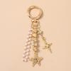Cute Alloy Star Keychain Handmade Beaded Key Ring Pendants for Women Girls Handbag Decor DIY Key Chain Jewelry Gifts