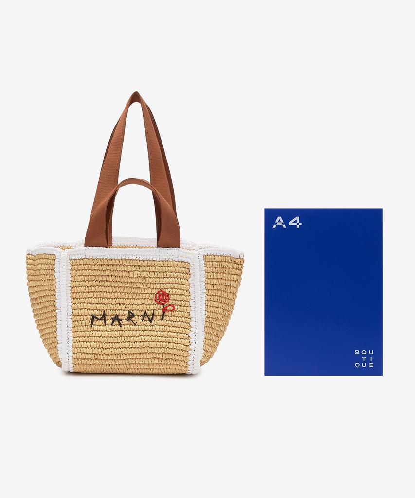 Marni Small Raffia Shopper Tote Bag - Natural:White:Rust / Shmp0121L0P6769Zo761