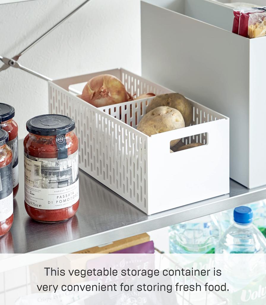 Yamazaki Jitsugyo 5020 Vegetable Stocker Sliding Root Vegetable Vegetable Room Storage Tower, White, Approx. W15.3XD32XH12.2cm, Tower, Stackable,