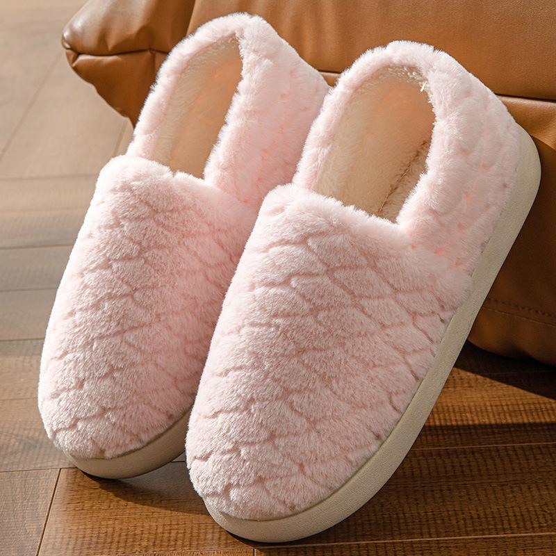 Уютные плюшевые парные тапочки, теплая нескользящая толстая подошва, домашняя обувь для мужчин и женщин, зимние тапочки