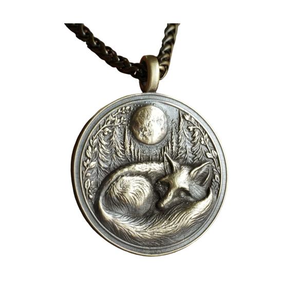 Лесное Ожерелье Подвеска Ожерелье Путешествующее Животное Луна Ювелирное Изделие Подарок для Природы