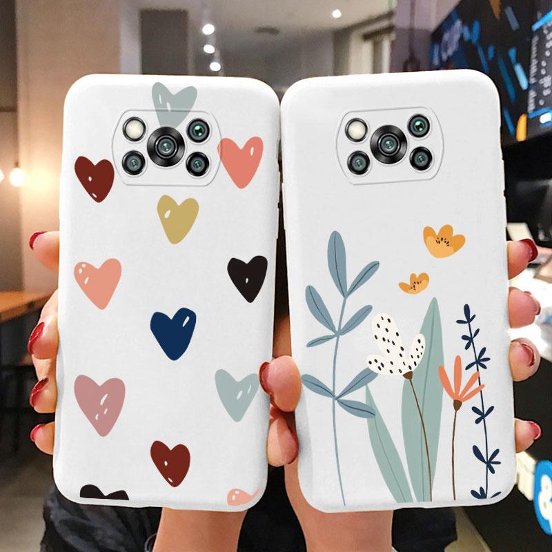 Чехол для Poco X3 Pro Pocox3 X 3 NFC Милое Сердечко Цветок Задняя Крышка Мягкий Силикон Матовый Защитный Funda Для Xiaomi Poco X3 Pro Сумка
