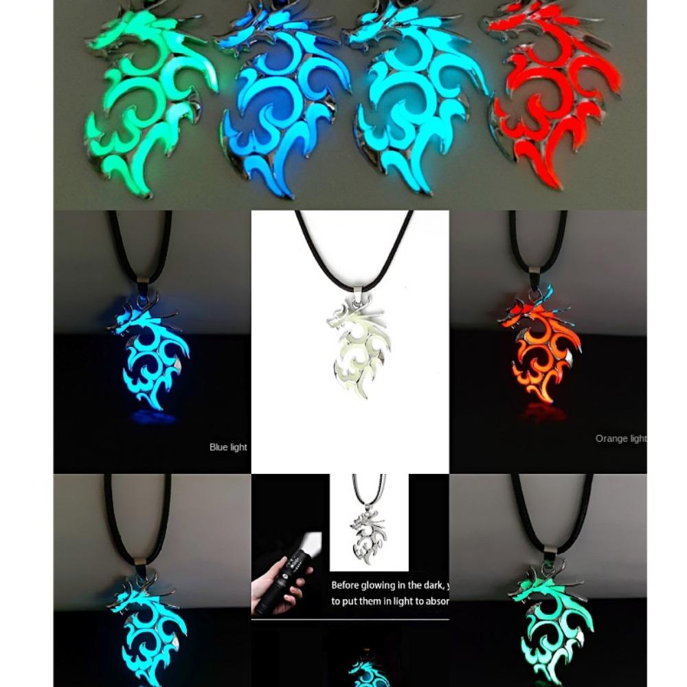 Светящееся в темноте ожерелье с подвеской в виде дракона, лунный камень, светящееся ожерелье для мужчин и мальчиков