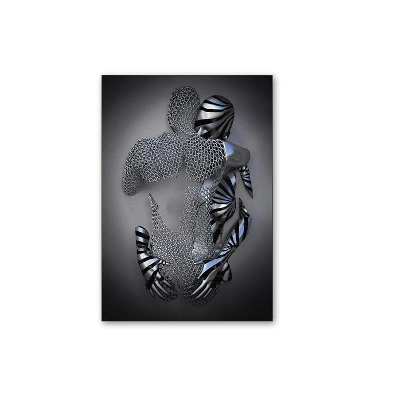 3D Любовь Сердце Серая Металлическая Фигура Статуя Холст Картина Плакаты и принты Современные Настенные Художественные Фотографии для Гостиной Домашний Декор