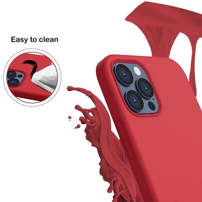 Coque Silicone - E.F.CONNECTION - iPhone 13 mini - Ultra Fin - Rouge - 2 Verres Trempés
