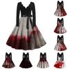 Women's Casual Fashion Halloween Printed V-Neck Vintage Dress