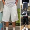 Men Casual Shorts Elastic Drawstring Waist Wide Leg Shorts Hip Hop Style Pockets Fitness Shorts Solid Color Sport Shorts