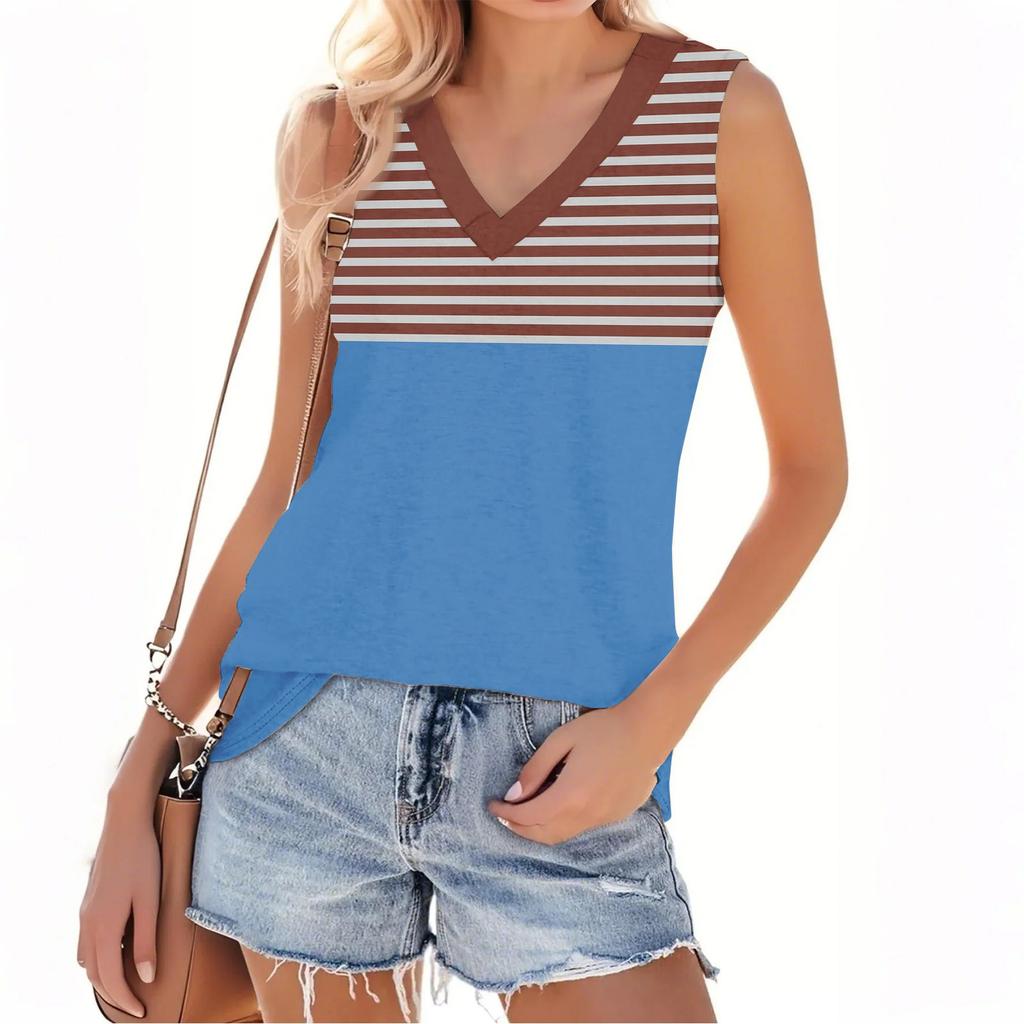 Women's Fashion Casual Daily Versatile Striped Texture Slim Fit Summer Vest Top