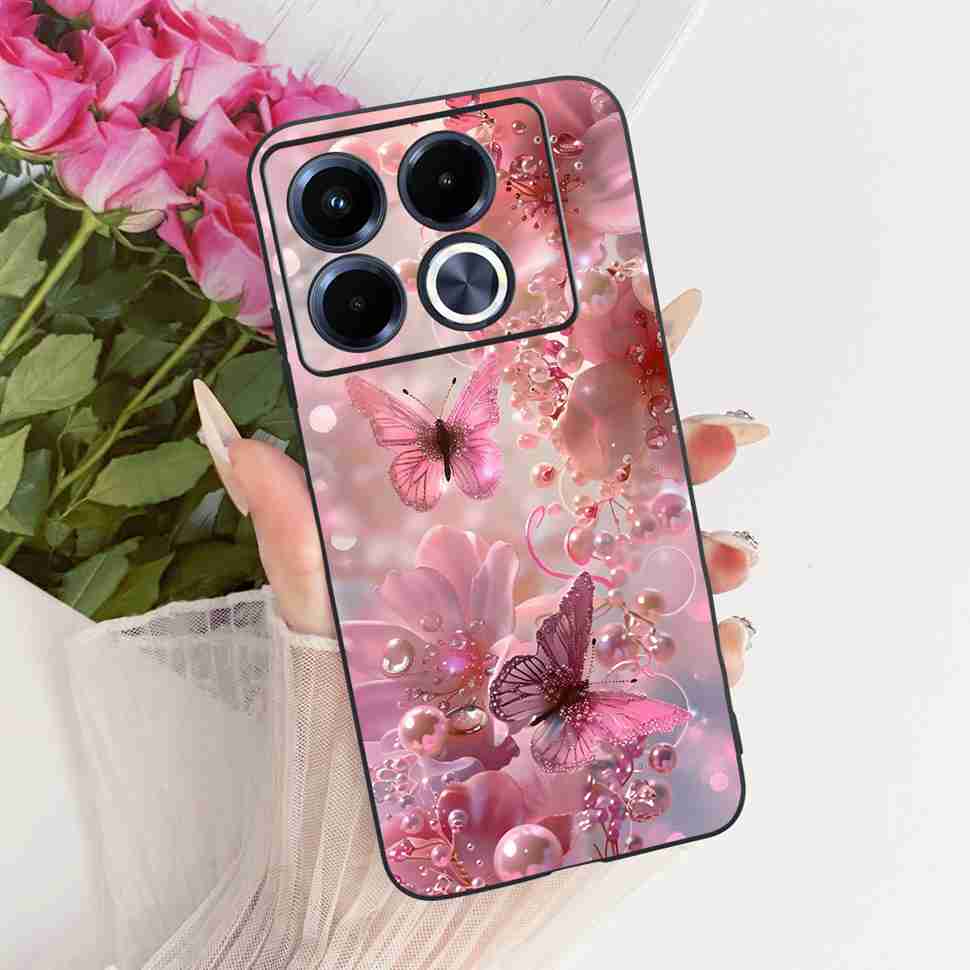 Colorful Butterfly Fashion For Infinix Note 40 5G X6852 Case Silicone TPU Black Cover For Infinix Note40 5G Bumper Shell Fundas