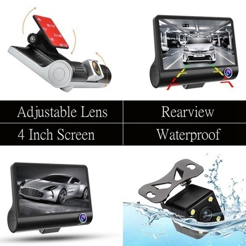 HD Car DVR 2/3 Camera Lens 4.0 Inch Rearview Mirror Dash Cam Camera Video Recorder Stream Media Player