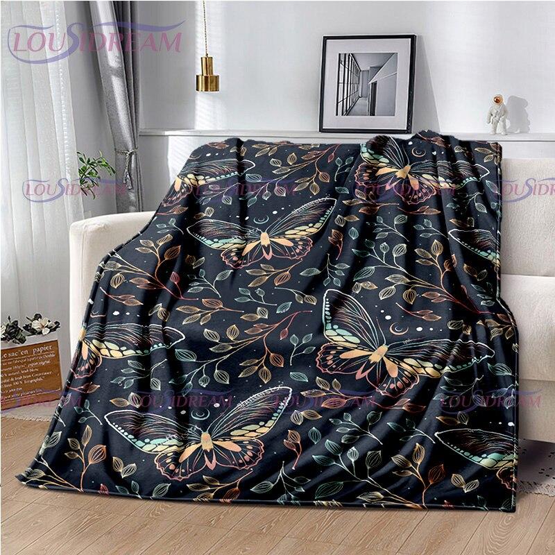 Butterfly Blanket Print Fleece Blanket Throw Light Weight Warm Blanket for Bed Kids Blankets Couch Chair Living Room All Season