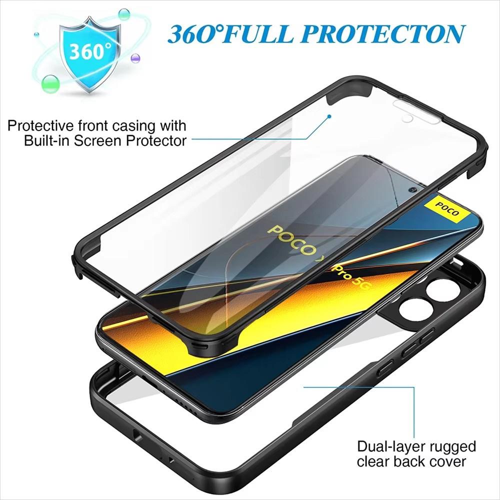 360 Полный Защитный Чехол Для Телефона Для Xiaomi POCO X6 F6 Pro 5G Чехлы Armor для POCO X7 X5 X4 X3 M4 X3NFC F5 F3 C65 M6 4G Чехол