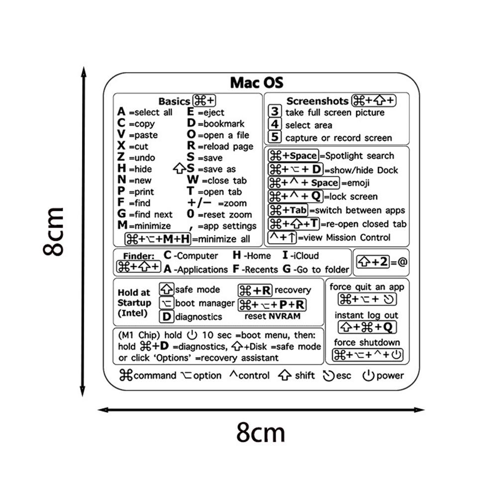 Shortcuts Sticker for Apple Mac OS System Shortcut Key Sticker for 13-16" MacBook Pro 13 /Air 13 Windows Palm Rest