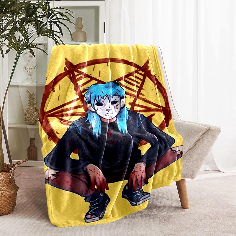 1pc Blanket Sally Face1 Print Design, Lightweight Blanket for Sofa, Bed- Soft &Warm, Gift for All Seasons like Christmas, Halloween