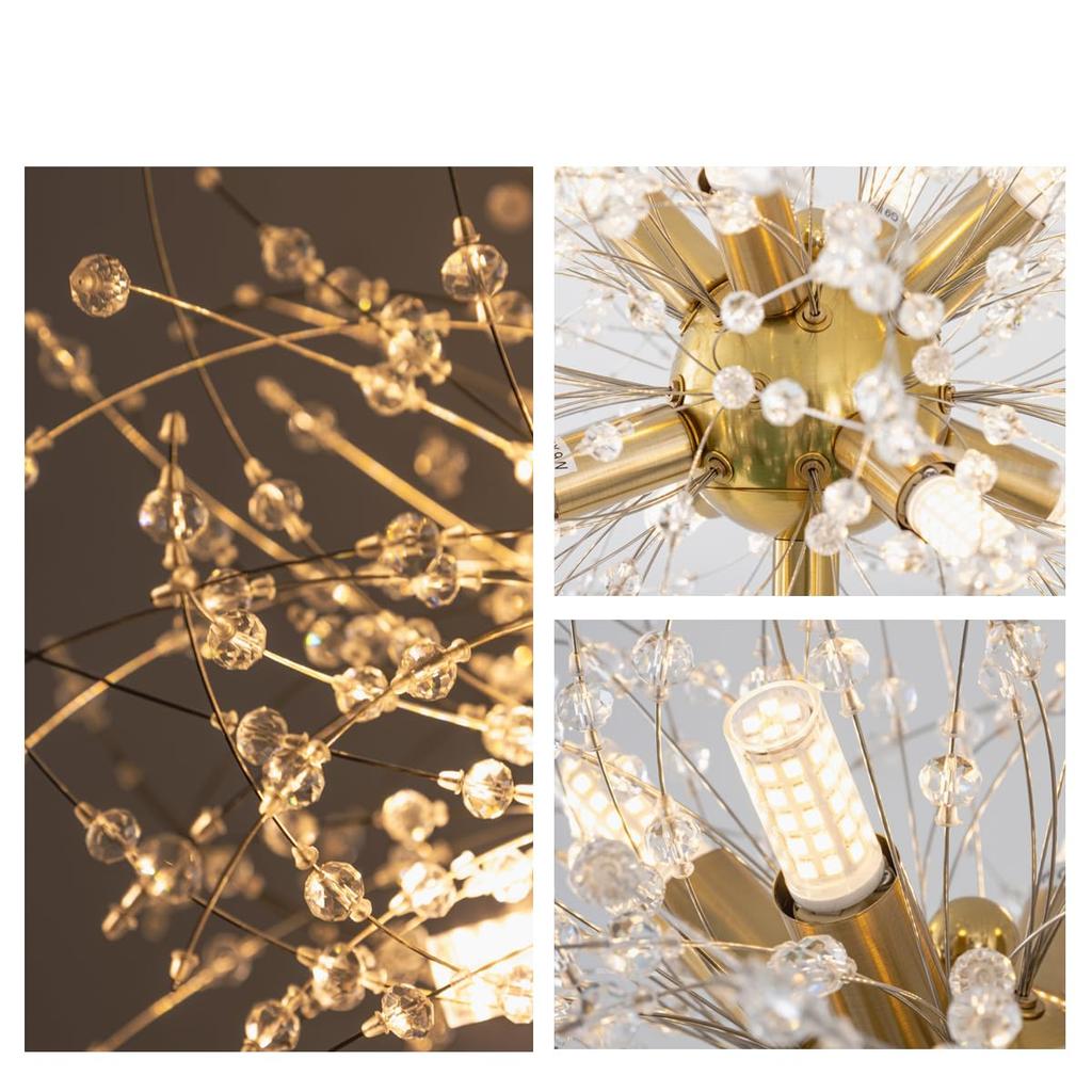 Торшер Chende из хрусталя и латуни, скандинавский дизайн «фейерверк», люстра на 8 ламп, светодиодные лампы G9, стильный, яркий, современный, напольный, простая сборка,