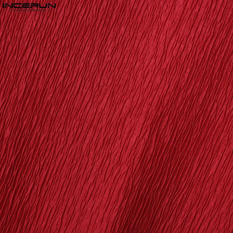 INCERUN Мужские весенние футболки с длинным рукавом на молнии с текстурой