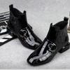 Lacquer Leather Short Boots Women Four Seasons British Fashion Plush Comfort Boots Outdoor Walking Casual Shoes Ankle