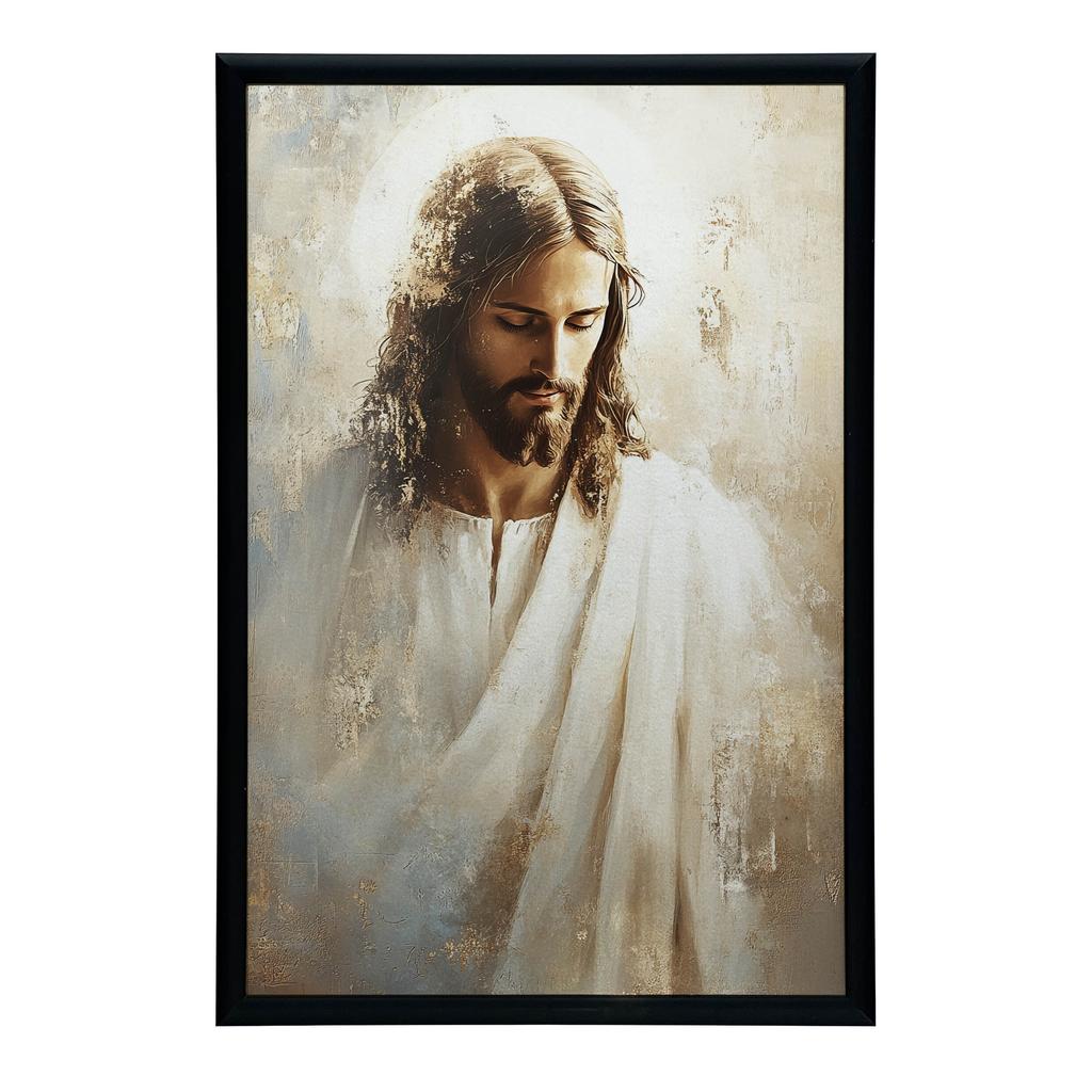 Poster Heart of Love - Portrait of Jesus Poster Heart of Love - Portrait of Jesus, 50X70 Cm, Gold Aluminum Frame, 230 Gsm Matte Paper