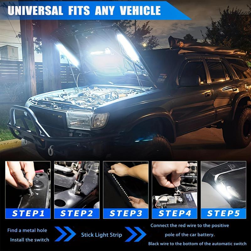 Under Hood Led Light Strip 12V Under Hood LED Work Light Versatile Job Site Security Lighting Diagnostic Tools Replacement