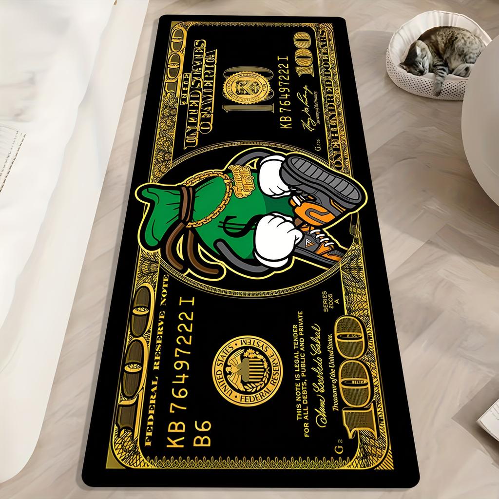 Luxurious Flannel $100 Bill Pattern Carpet - Soft For Living Room And Bedroom - Ideal For Christmas And Thanksgiving Home Decor