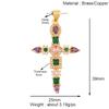 Holy Religious Jesus Cross Virgin Mary Charms Pendant, Gold Plated Colourful Zircon Shell Jewelry Necklace Accessories K63