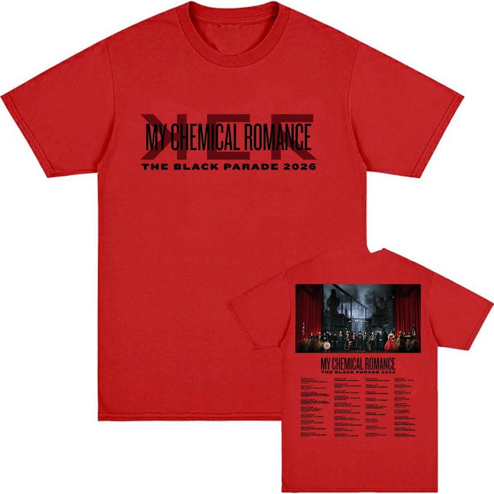 THE BLACK PARADE 2026 Tour Tshirt Rock Band My Chemical Romance Tshirts Short Sleeve Cotton Loose T Shirt Unisex Streetwear Unisex