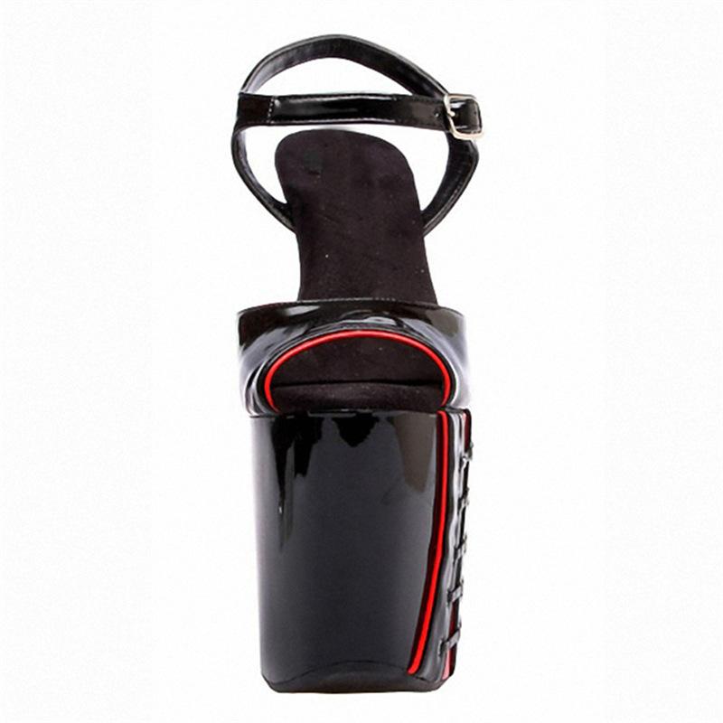 20 см супер высокие каблуки-шпильки туфли-туфли сандалии модные черные водонепроницаемые туфли для стола женские