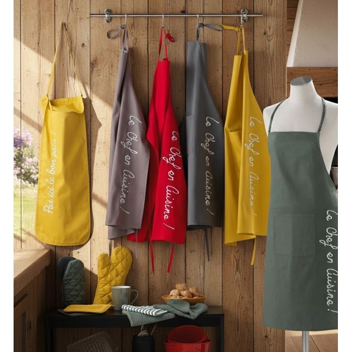 Tablier avec poche brode Cuistot 60 x 84 cm jaune