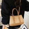 Woven Bag Women's Large Capacity 2025 New Trendy Beach Vacation Shoulder Bag Hand Carry Crossbody Bucket Bag Straw Bag