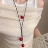 Выдвижной кулон в виде красной вишни для женщин - элегантное длинное колье-чокер в виде цепочки для свитера.