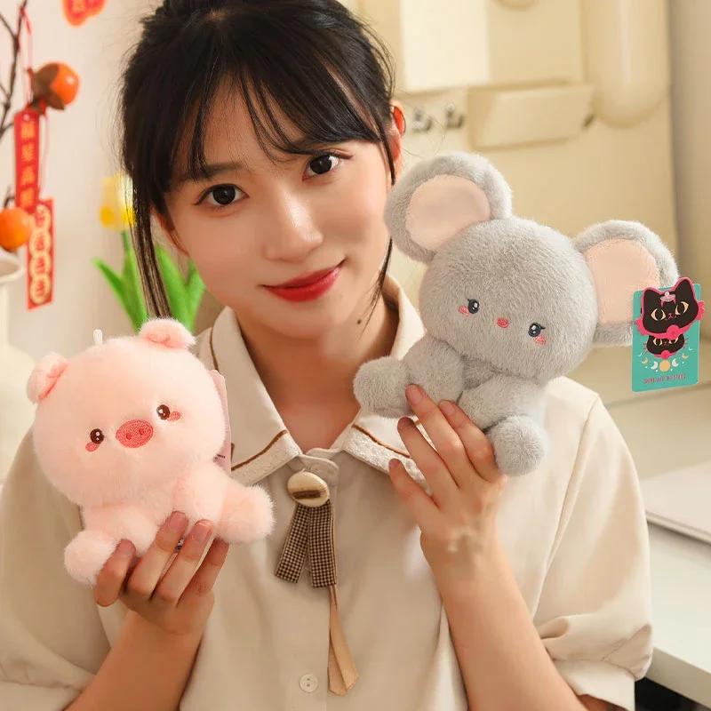 14cm 6 Styles New Cute Cartoon Stuffed Animal Elephant Pig Dog Sheep Mouse Monkey Soft Doll Birthday Gift Office Decoration