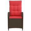 Adjustable Garden Chair Brown and Red Poly Rattan