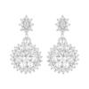 Moissanite Starburst Halo Design Drop Earrings - Sterling Silver