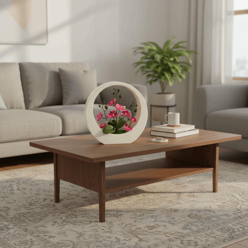 Ornaments Artificial Orchid Pot Plant Decorative Floral Art Moon Shape Imitation Flower Bonsai Home Decor