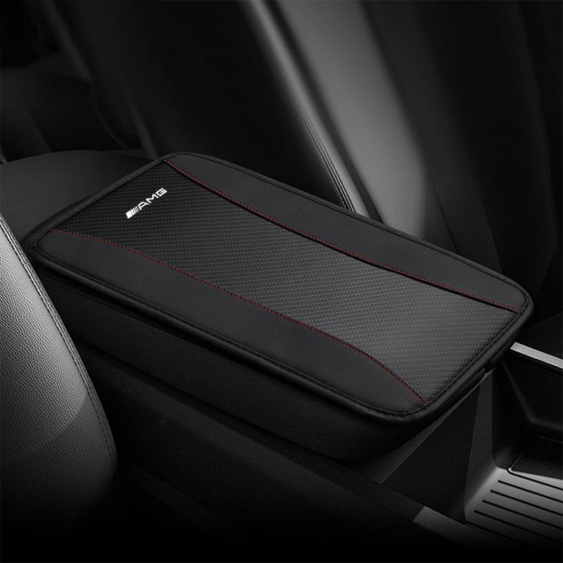 High-end Leather Car Armrest Pad Cover Auto Seat Armrests Storage Protection Cushion For Mercedes Benz AMG A C GLC GLE CLA Class BV4