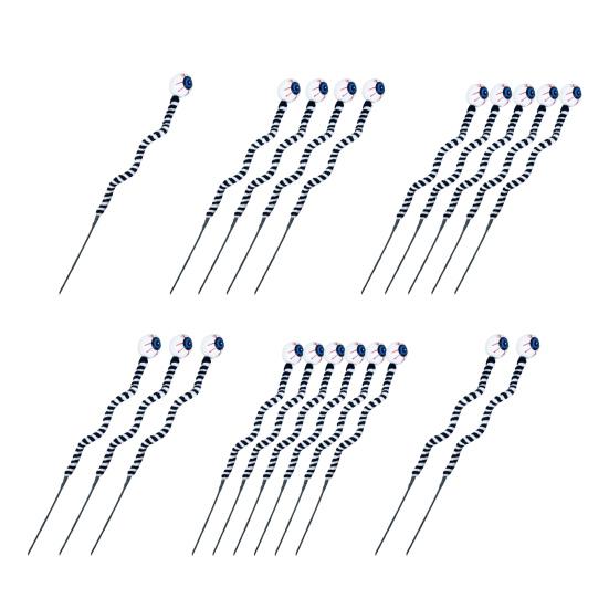 Хэллоуин Пики-глаза 15 дюймов Искусственные глазные яблоки Флористические пики Реалистичные Страшные Черно-белые полосатые Плюшевые ветки Декор для цветочной композиции Вечеринка