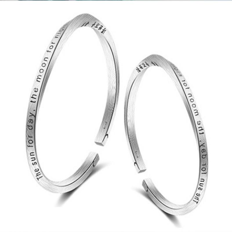 Zuyin S999 Серебряный браслет Кольцо Мебиуса из чистого серебра S999 Мужской и женский серебряный открытый стиль для пар с гравировкой Винтаж