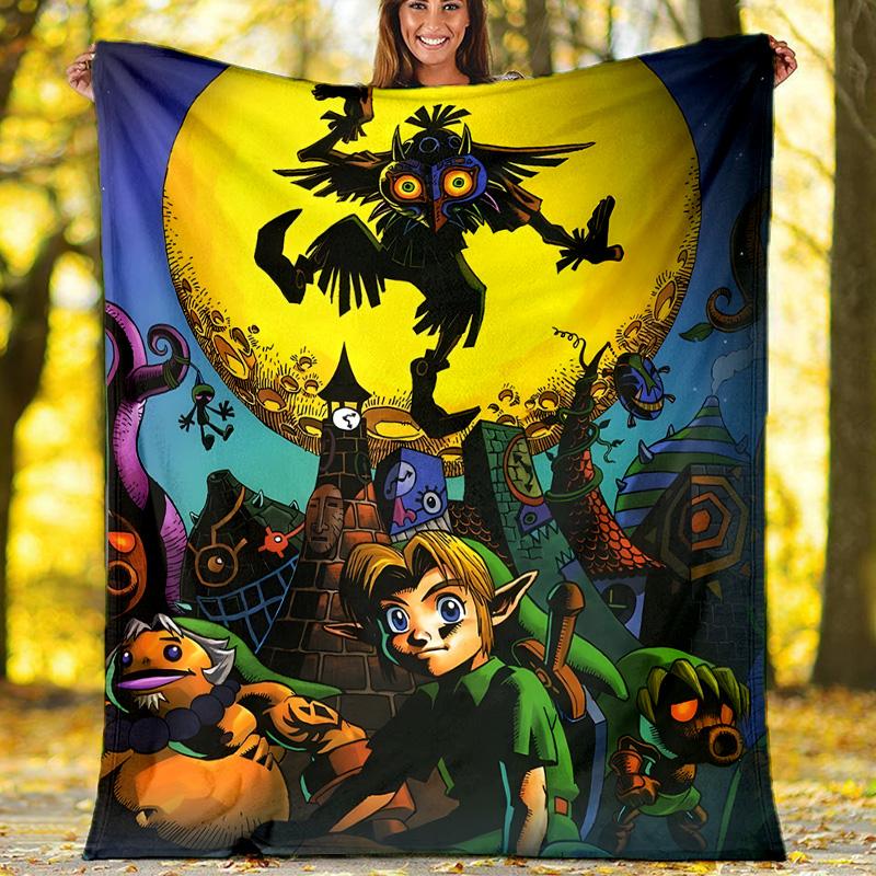 1pc Game Zelda Theme Blanket - Digital Print, Polyester, Cozy for All Seasons, Perfect for Outdoor, and Travel
