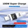 Цифровой дисплей 100 Вт Кабель для супербыстрой зарядки Type-C на Type-C PD 30 Вт Быстрая зарядка USB на Type-C C-C Для iPhone 15 16 Xiaomi Huawei