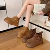 Ботинки мартин на платформе-маффине женские короткие ботинки 2025 осень и зима бархатные универсальные ленивые на одной педали и ботильоны снежные хлопковые ботинки
