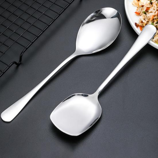 Big Spoon Long Handle Comfortable Grip Ladling Stainless Steel Buffet Dinner Large Size Serving Spoon