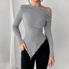 Spring Independent Stand Irregular Women's Knitted Casual Top