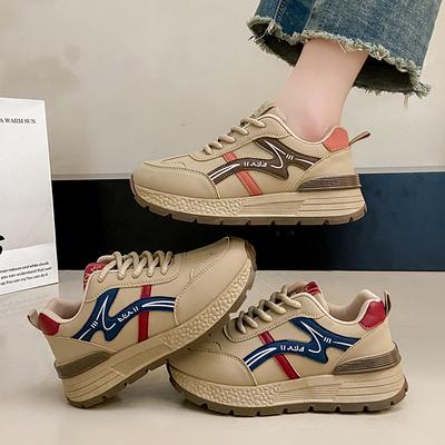 Ретро кроссовки на платформе весна-осень 2025 новая резиновая подошва повседневная обувь в стиле колледжа модная спортивная обувь женская