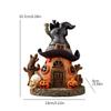 Halloween Magical House Resin Figurine Office Desktop House Sculpture Witch House Statue with LED Light Home Decoration